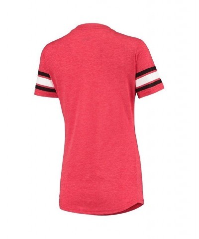 Women's Red New Jersey Devils Wild Card Tri-Blend V-Neck T-shirt Red $18.54 Tops