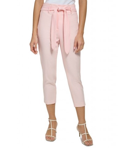 Petite Tie-Front High-Rise Cropped Pants Rose Quartz $24.19 Pants