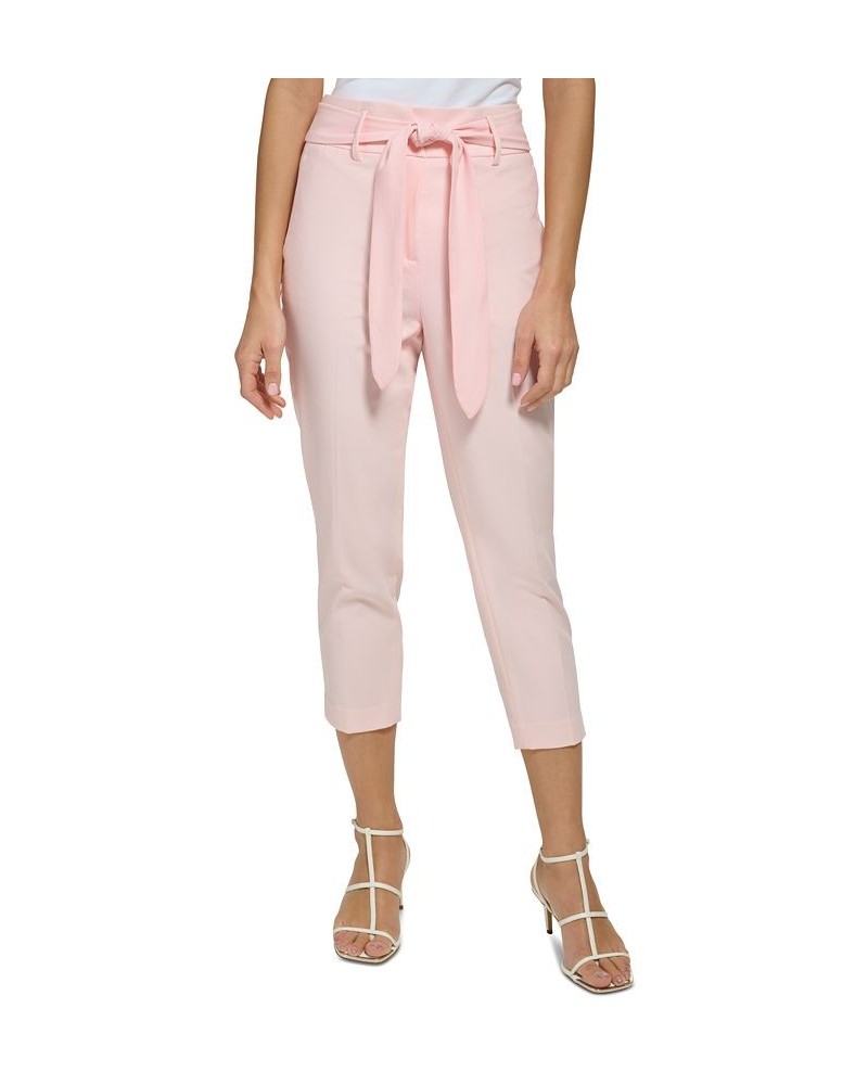 Petite Tie-Front High-Rise Cropped Pants Rose Quartz $24.19 Pants