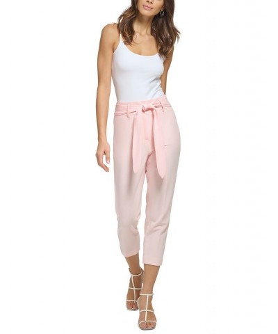 Petite Tie-Front High-Rise Cropped Pants Rose Quartz $24.19 Pants