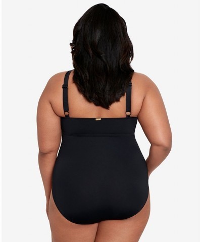 Plus Size Halter-Neck One Piece Swimsuit Black $81.60 Swimsuits