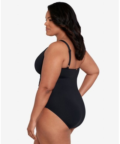 Plus Size Halter-Neck One Piece Swimsuit Black $81.60 Swimsuits