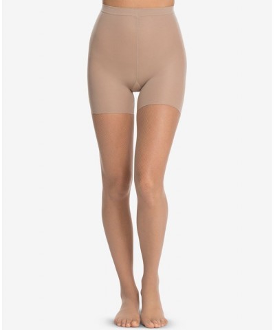 Micro-Fishnet Mid-Thigh Shaping Tights Tan/Beige $29.12 Hosiery