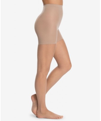 Micro-Fishnet Mid-Thigh Shaping Tights Tan/Beige $29.12 Hosiery