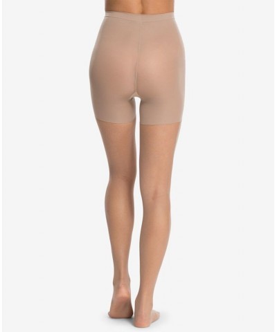 Micro-Fishnet Mid-Thigh Shaping Tights Tan/Beige $29.12 Hosiery