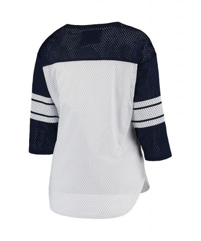 Women's Seattle Seahawks First Team Three-Quarter Sleeve Mesh T-shirt White, College Navy $27.83 Tops