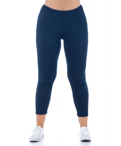 Women's Plus Size Comfortable Ankle Length Stretch Leggings Navy $27.93 Pants