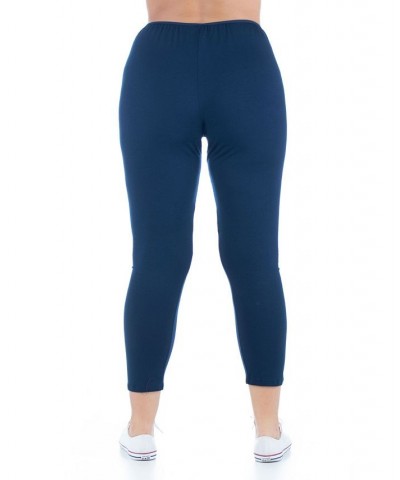 Women's Plus Size Comfortable Ankle Length Stretch Leggings Navy $27.93 Pants