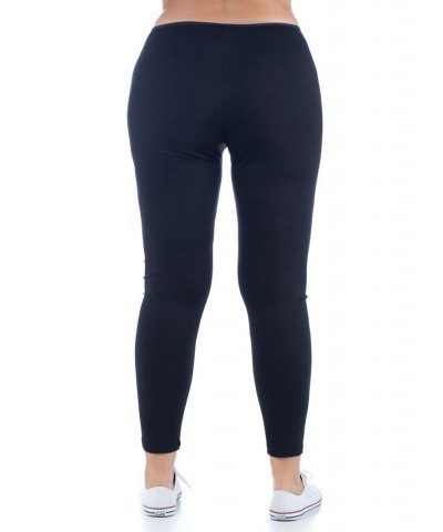 Women's Plus Size Comfortable Ankle Length Stretch Leggings Navy $27.93 Pants