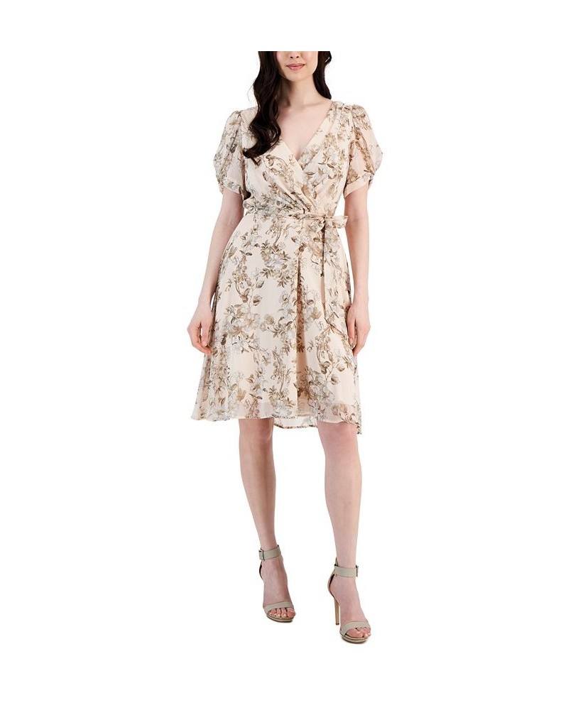 Women's Yoryu Floral-Print Side-Tie Dress Peach $40.94 Dresses