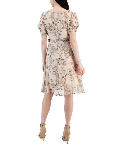 Women's Yoryu Floral-Print Side-Tie Dress Peach $40.94 Dresses