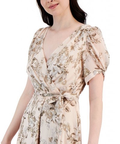 Women's Yoryu Floral-Print Side-Tie Dress Peach $40.94 Dresses