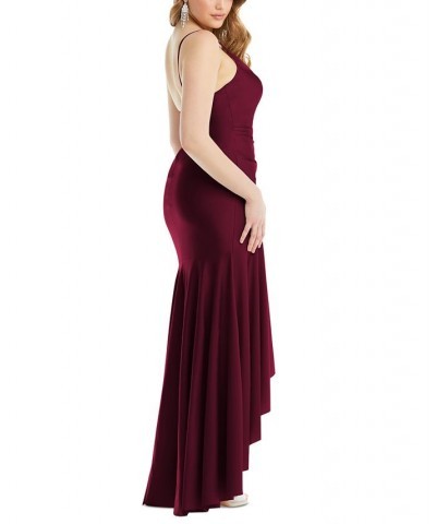 Women's Ruffled High-Low Sleeveless Gown Red $141.12 Dresses