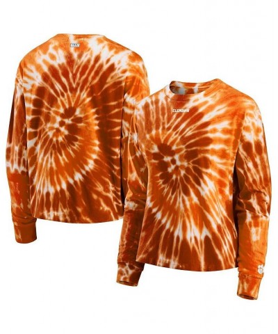 Women's Orange Clemson Tigers Team Tie-Dye Long Sleeve T-shirt Orange $31.19 Tops