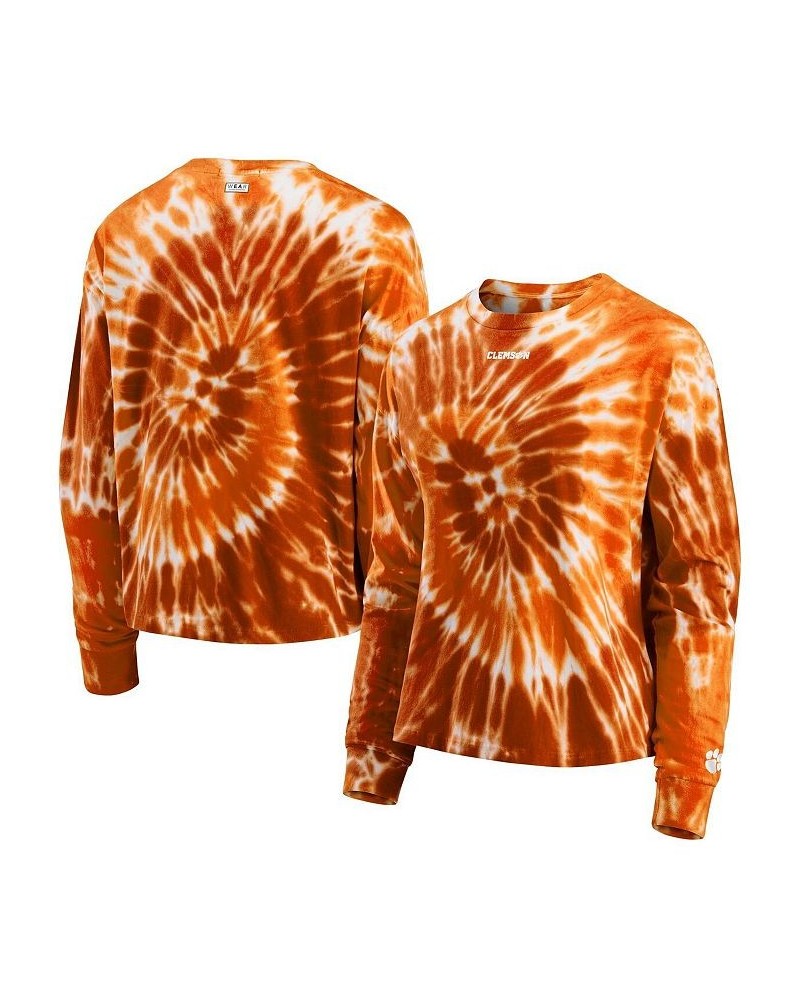 Women's Orange Clemson Tigers Team Tie-Dye Long Sleeve T-shirt Orange $31.19 Tops