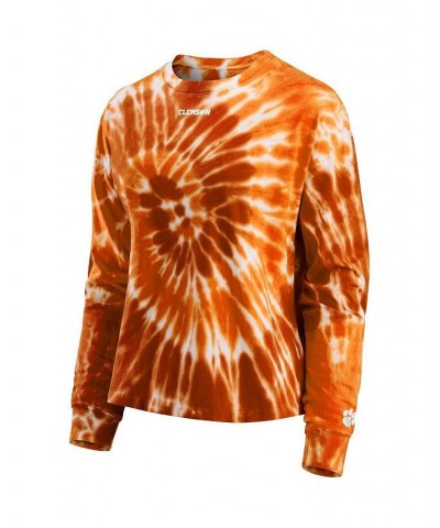 Women's Orange Clemson Tigers Team Tie-Dye Long Sleeve T-shirt Orange $31.19 Tops