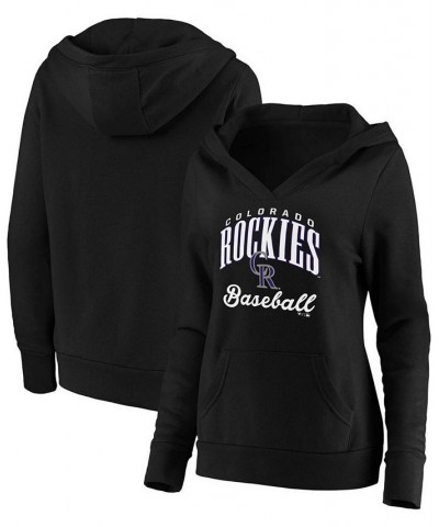 Plus Size Black Colorado Rockies Victory Script Crossover Neck Pullover Hoodie Black $36.80 Sweatshirts