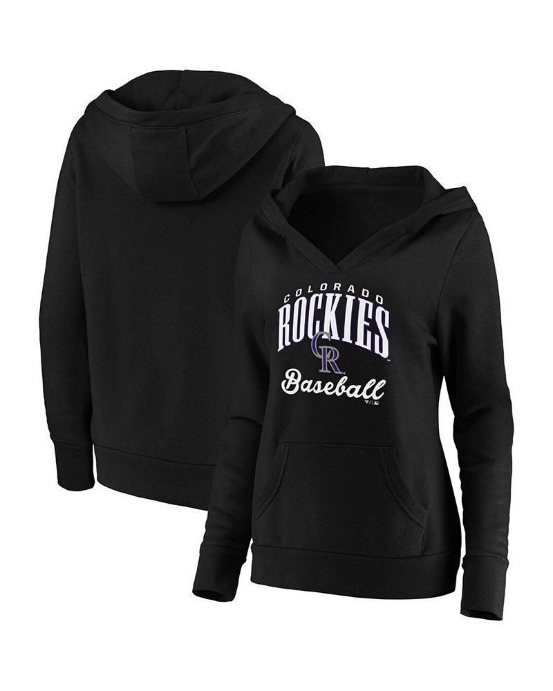 Plus Size Black Colorado Rockies Victory Script Crossover Neck Pullover Hoodie Black $36.80 Sweatshirts