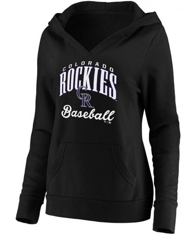 Plus Size Black Colorado Rockies Victory Script Crossover Neck Pullover Hoodie Black $36.80 Sweatshirts