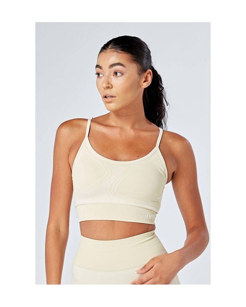 Women's Recycled Colour Block Body Fit Seamless Sports Bra - Stone Natural $23.04 Bras