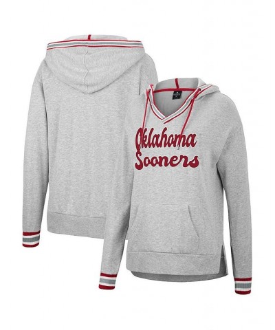 Women's Heathered Gray Oklahoma Sooners Andy V-Neck Pullover Hoodie Heathered Gray $27.95 Sweatshirts