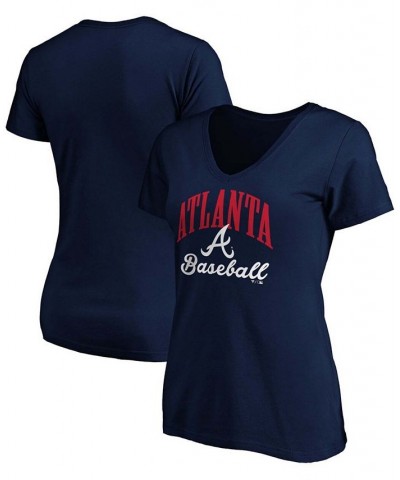 Women's Navy Atlanta Braves Victory Script V-Neck T-shirt Navy $22.41 Tops