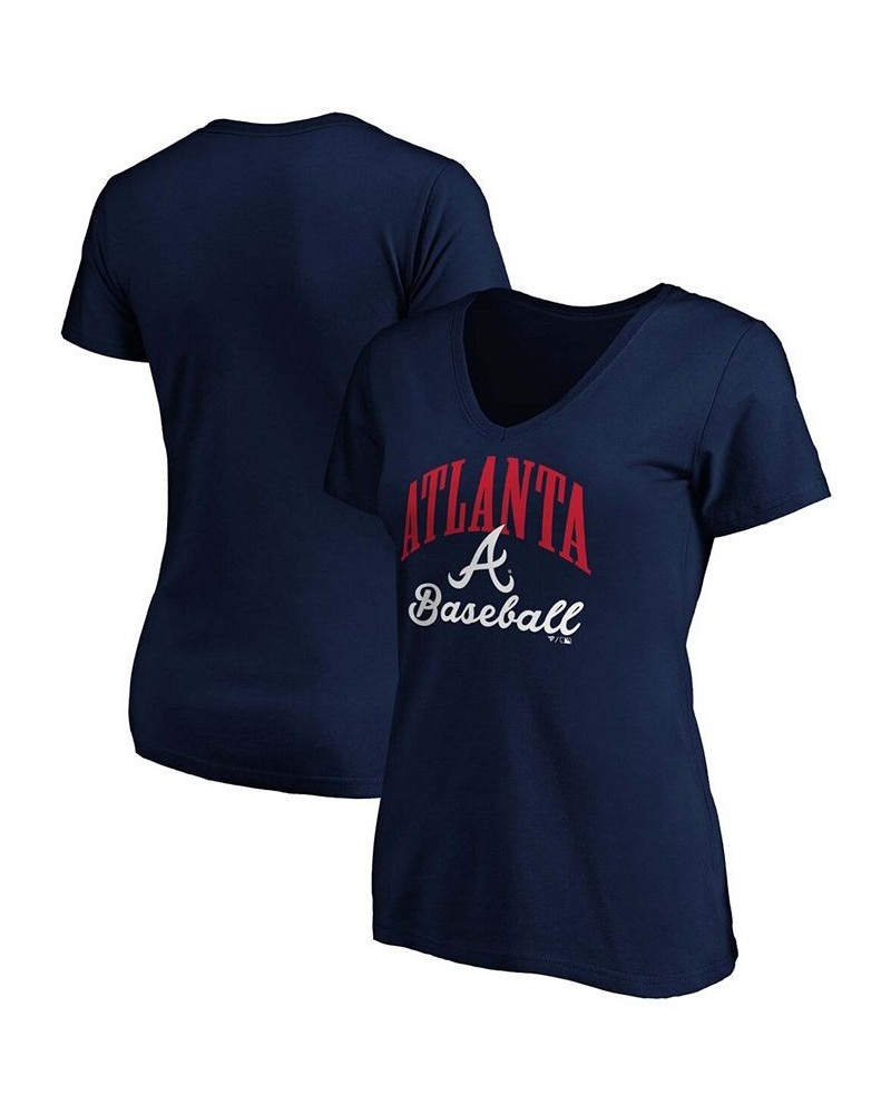 Women's Navy Atlanta Braves Victory Script V-Neck T-shirt Navy $22.41 Tops