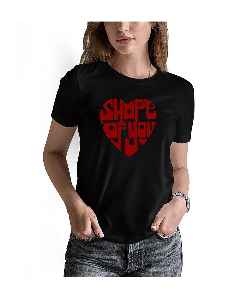 Women's Word Art Shape of You Short Sleeve T-shirt Black $19.59 Tops