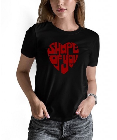 Women's Word Art Shape of You Short Sleeve T-shirt Black $19.59 Tops