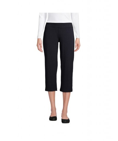 Women's Petite Starfish Mid Rise Elastic Waist Pull On Crop Pants Black $33.77 Pants