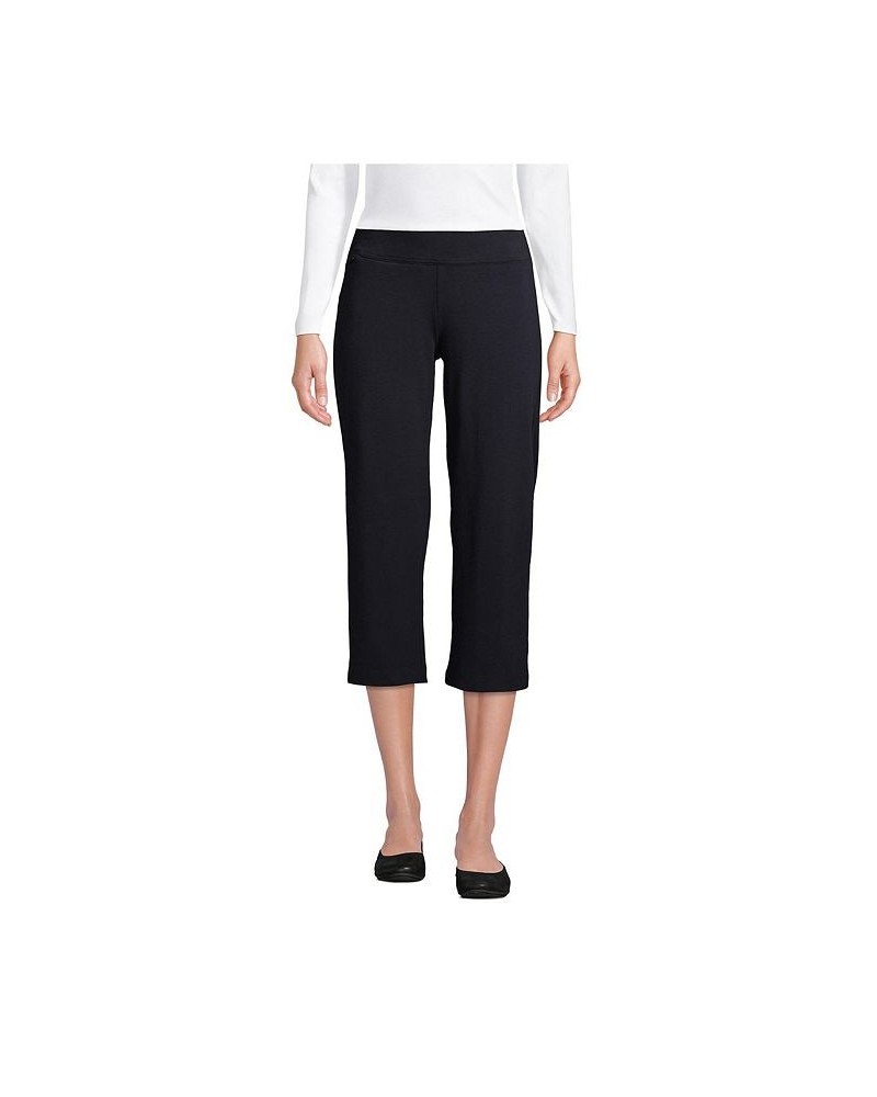 Women's Petite Starfish Mid Rise Elastic Waist Pull On Crop Pants Black $33.77 Pants