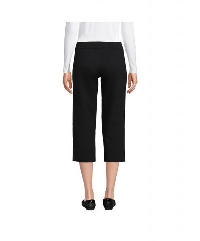 Women's Petite Starfish Mid Rise Elastic Waist Pull On Crop Pants Black $33.77 Pants