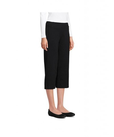 Women's Petite Starfish Mid Rise Elastic Waist Pull On Crop Pants Black $33.77 Pants