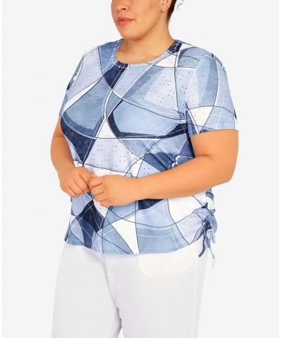 Plus Size Patchwork Eyelet Short Sleeve T-shirt Multi $38.22 Tops