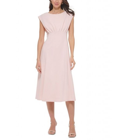 Women's Pleated-Bodice Empire-Waist Midi Dress Pink $44.64 Dresses