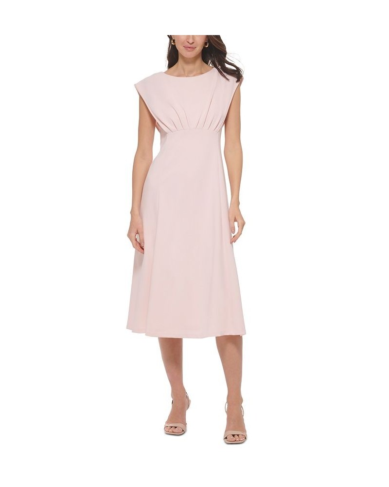 Women's Pleated-Bodice Empire-Waist Midi Dress Pink $44.64 Dresses
