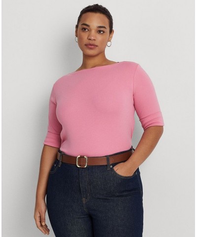 Plus Size Boatneck Top Poolside Rose $33.32 Tops