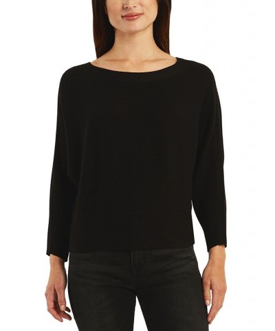 Juniors' Mixed-Knit Dolman-Sleeve Pullover Sweater Black $14.00 Sweaters