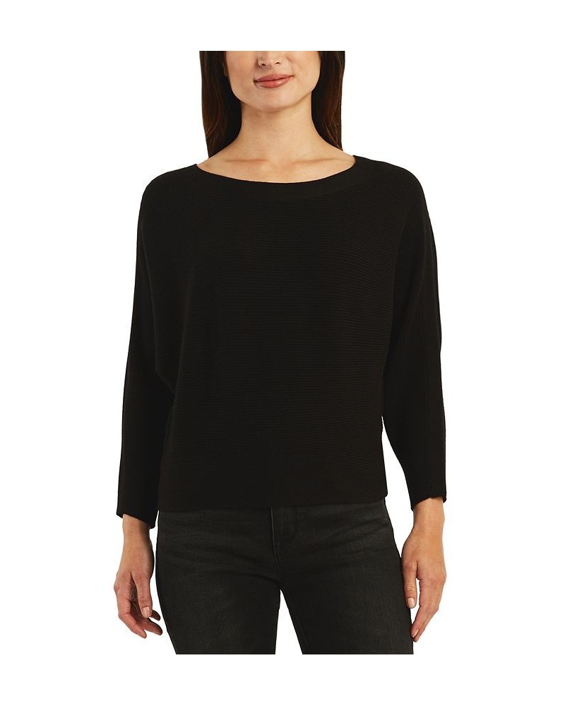 Juniors' Mixed-Knit Dolman-Sleeve Pullover Sweater Black $14.00 Sweaters