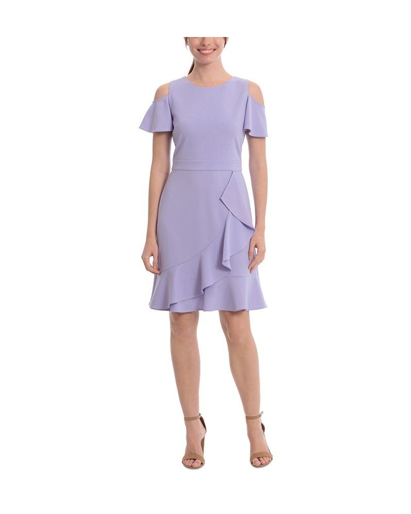 Women's Cutout Ruffled A-Line Dress Purple $32.44 Dresses