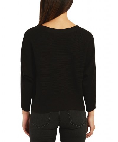 Juniors' Mixed-Knit Dolman-Sleeve Pullover Sweater Black $14.00 Sweaters