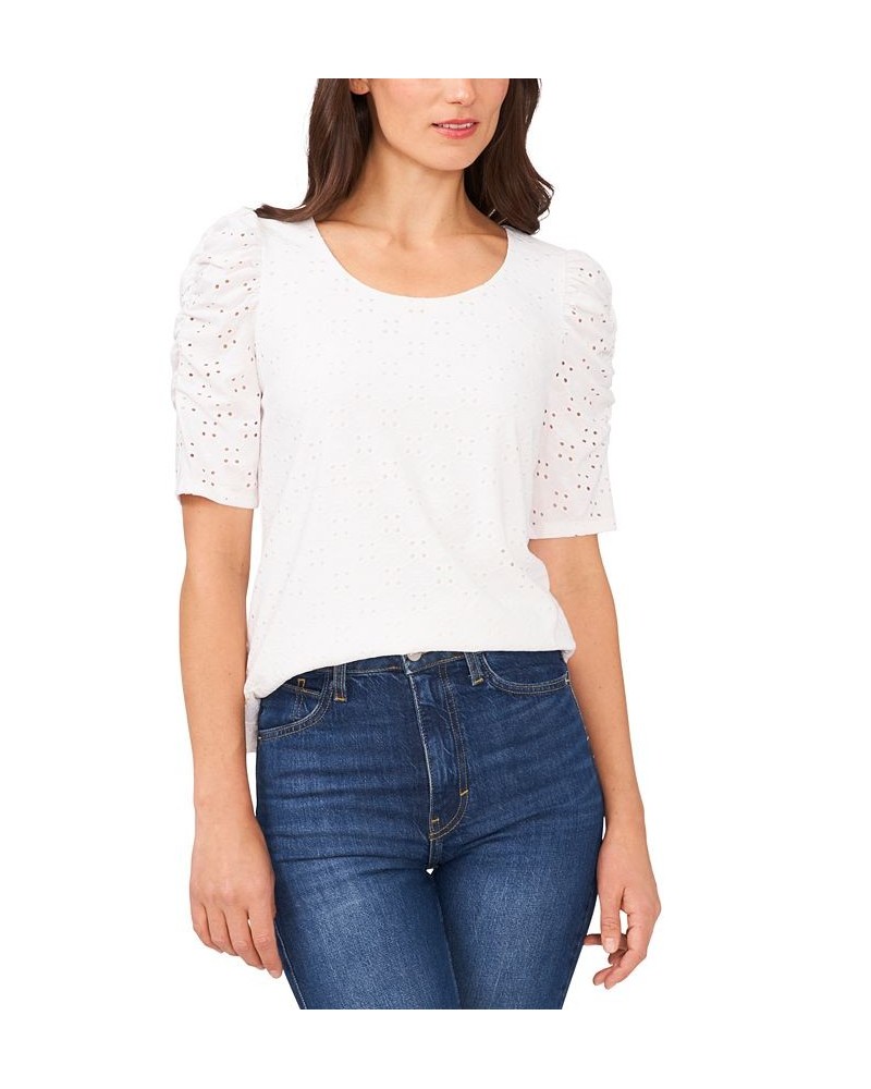 Women's Eyelet-Embroidered Top White $26.24 Tops