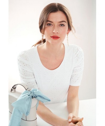 Women's Eyelet-Embroidered Top White $26.24 Tops