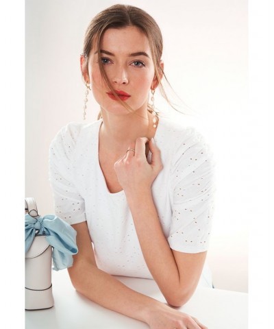 Women's Eyelet-Embroidered Top White $26.24 Tops