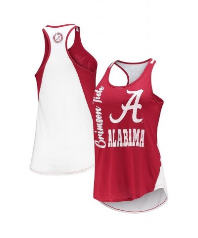 Women's Crimson White Alabama Crimson Tide George Glass 2-Hit Scoop Neck Racerback Tank Top Crimson, White $20.89 Tops