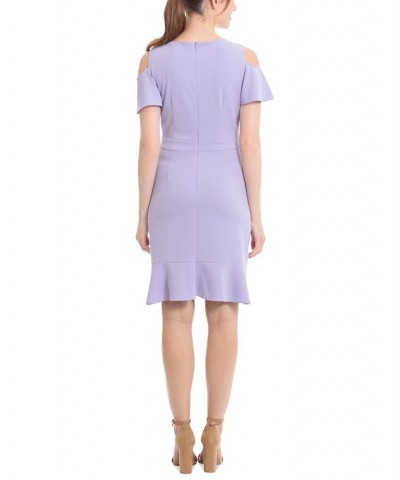 Women's Cutout Ruffled A-Line Dress Purple $32.44 Dresses