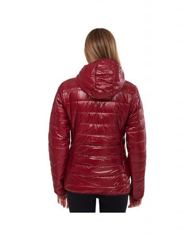 Kara womens jacket quilted burgundy with navy zipper Burgundy $24.80 Jackets