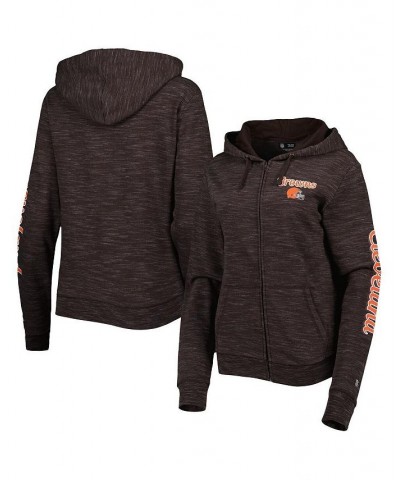 Women's Brown Cleveland Browns Reverse Full-Zip Hoodie Brown $33.60 Sweatshirts