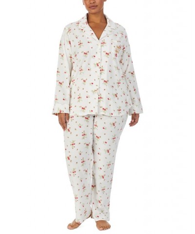 Plus Size Plaid Microfleece Pajama Set Ivory Floral $37.07 Sleepwear