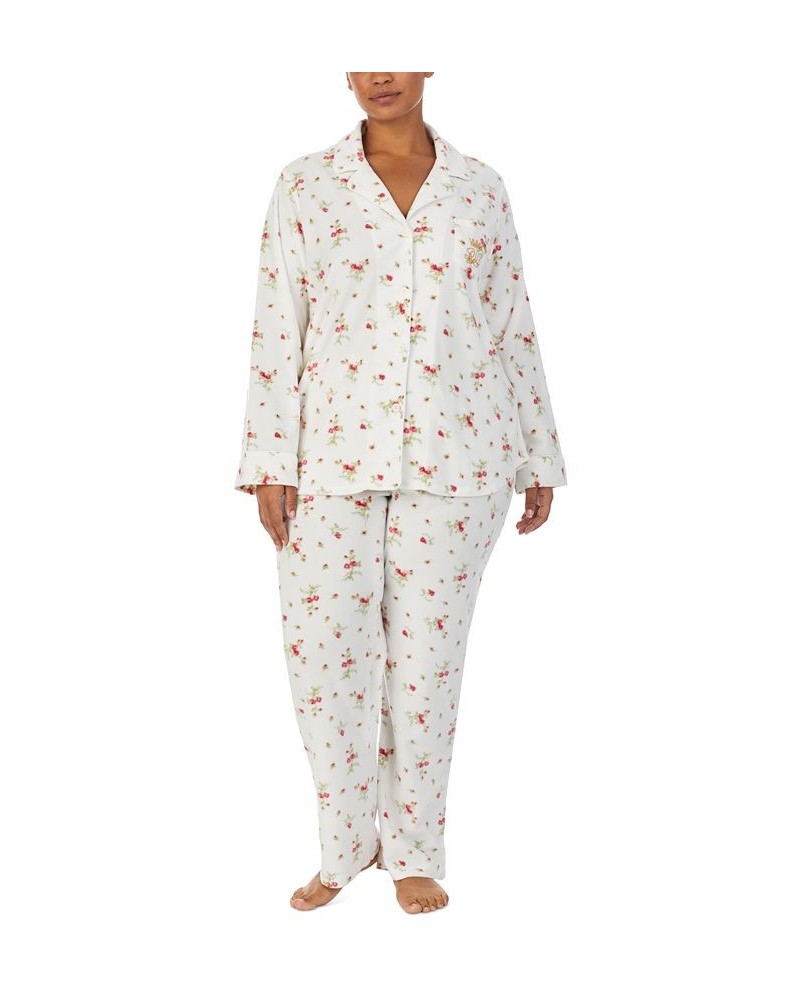 Plus Size Plaid Microfleece Pajama Set Ivory Floral $37.07 Sleepwear